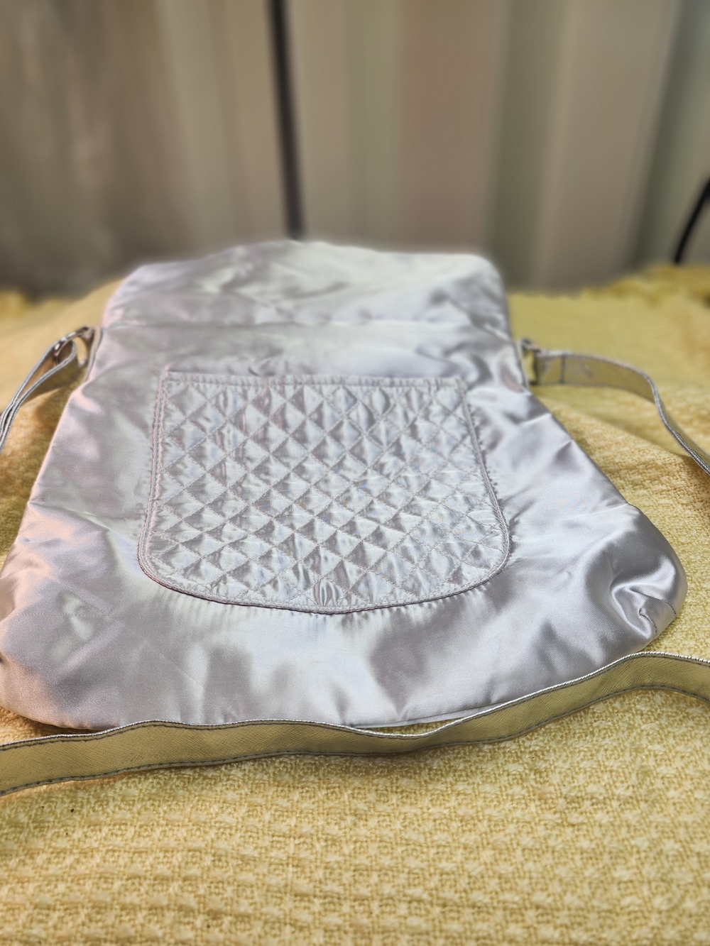 Yak Pak Metallic Silver Quilted Pocket Shoulder Bag